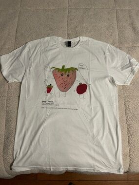 Gildan White Strawberry Character Graphic Tee